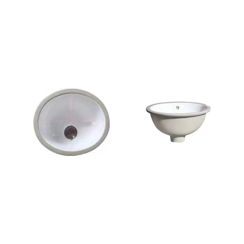 Modern Undermount Vanity Sink Oval Porcelain with Pop-Up Drain Bathroom Sink 13"L x 11"W x 6"H Clearhalo 'Bathroom Remodel & Bathroom Fixtures' 'Bathroom Sinks & Faucet Components' 'Bathroom Sinks' 'bathroom_sink' 'Home Improvement' 'home_improvement' 'home_improvement_bathroom_sink' 7098377