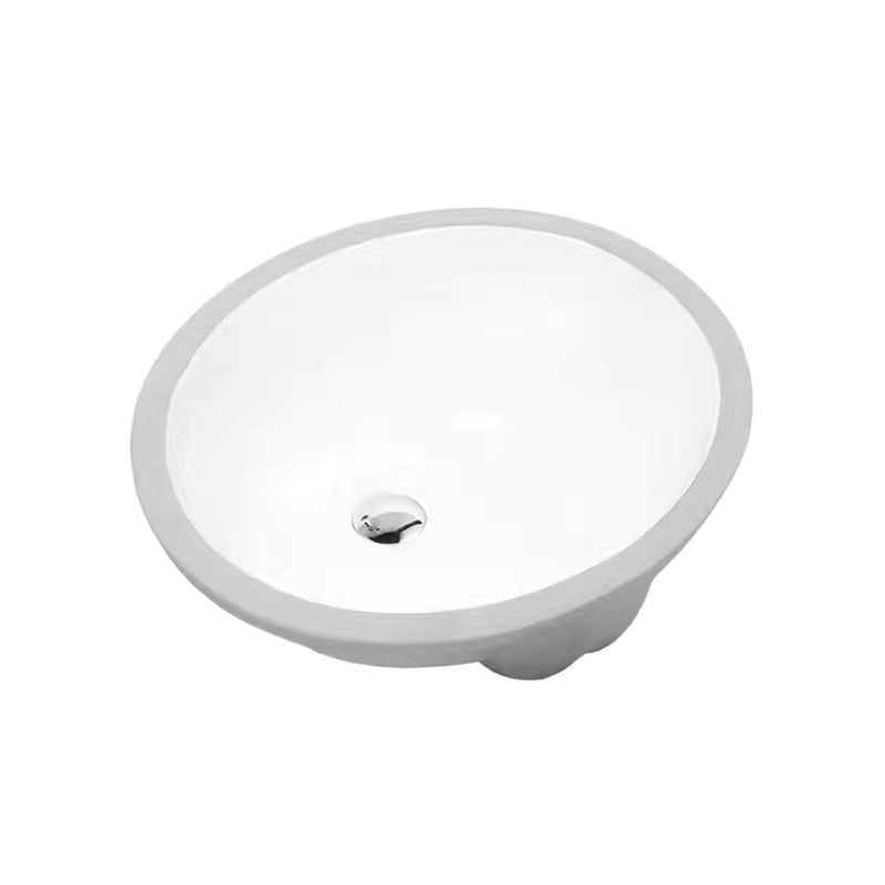 Modern Undermount Vanity Sink Oval Porcelain with Pop-Up Drain Bathroom Sink 15"L x 13"W x 8"H Clearhalo 'Bathroom Remodel & Bathroom Fixtures' 'Bathroom Sinks & Faucet Components' 'Bathroom Sinks' 'bathroom_sink' 'Home Improvement' 'home_improvement' 'home_improvement_bathroom_sink' 7098380