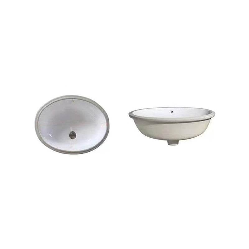 Modern Undermount Vanity Sink Oval Porcelain with Pop-Up Drain Bathroom Sink 18"L x 15"W x 8"H Clearhalo 'Bathroom Remodel & Bathroom Fixtures' 'Bathroom Sinks & Faucet Components' 'Bathroom Sinks' 'bathroom_sink' 'Home Improvement' 'home_improvement' 'home_improvement_bathroom_sink' 7098384
