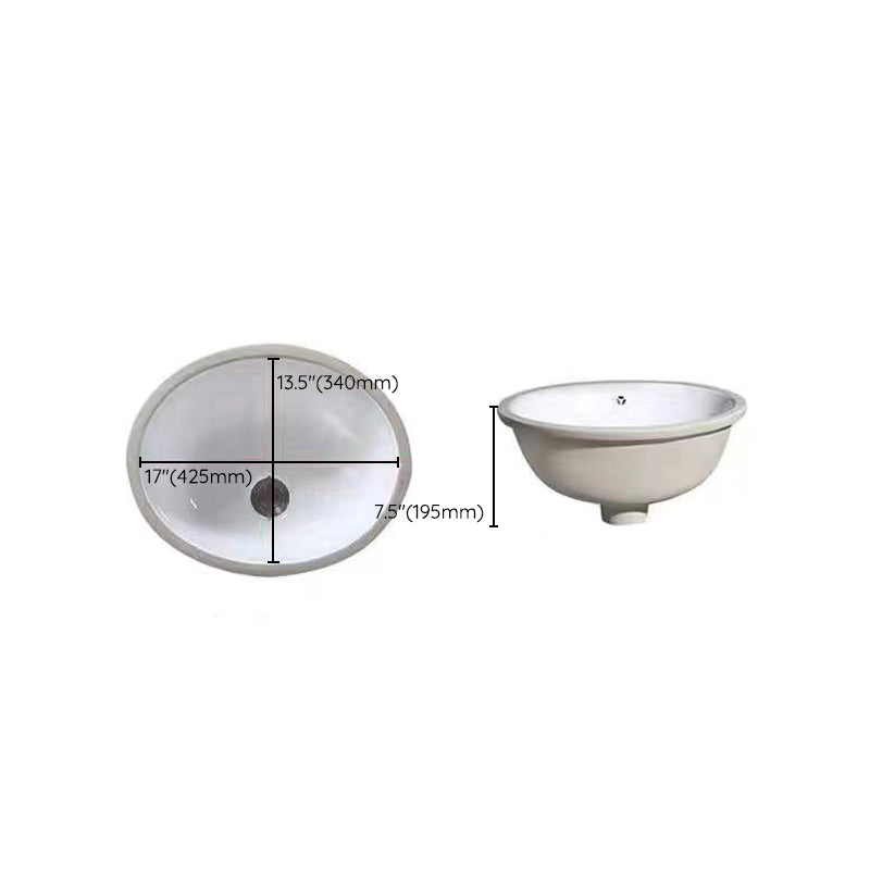 Modern Undermount Vanity Sink Oval Porcelain with Pop-Up Drain Bathroom Sink Clearhalo 'Bathroom Remodel & Bathroom Fixtures' 'Bathroom Sinks & Faucet Components' 'Bathroom Sinks' 'bathroom_sink' 'Home Improvement' 'home_improvement' 'home_improvement_bathroom_sink' 7098402