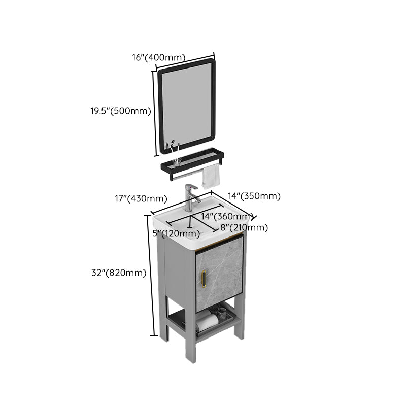 Free Standing Modern Vanity Set Drawer Faucet Ceramic Sink Vanity with Mirror Clearhalo 'Bathroom Remodel & Bathroom Fixtures' 'Bathroom Vanities' 'bathroom_vanities' 'Home Improvement' 'home_improvement' 'home_improvement_bathroom_vanities' 7098544