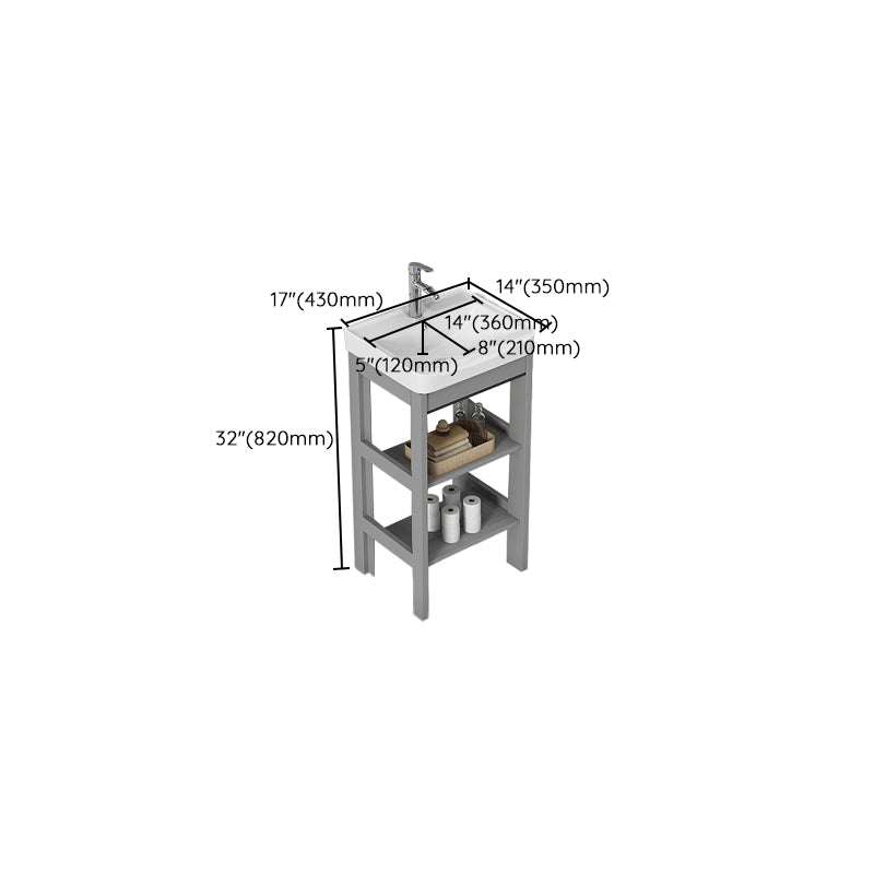 Free Standing Modern Vanity Set Drawer Faucet Ceramic Sink Vanity with Mirror Clearhalo 'Bathroom Remodel & Bathroom Fixtures' 'Bathroom Vanities' 'bathroom_vanities' 'Home Improvement' 'home_improvement' 'home_improvement_bathroom_vanities' 7098547