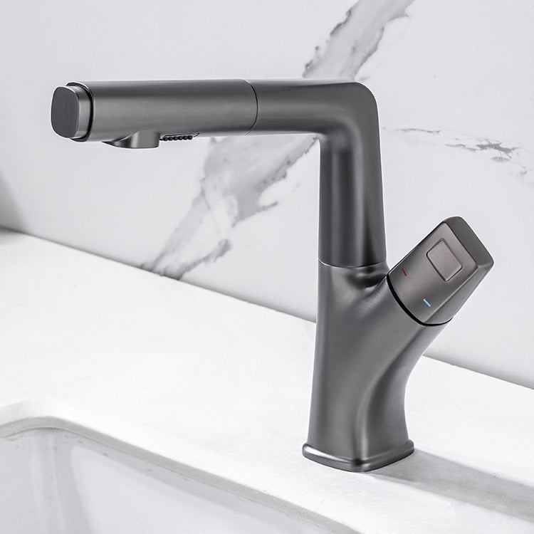 Modern Sink Faucet Lifting Rotary Handle Brass Bathroom Faucet Clearhalo 'Bathroom Remodel & Bathroom Fixtures' 'Bathroom Sink Faucets' 'Bathroom Sinks & Faucet Components' 'bathroom_sink_faucets' 'Home Improvement' 'home_improvement' 'home_improvement_bathroom_sink_faucets' 7098630