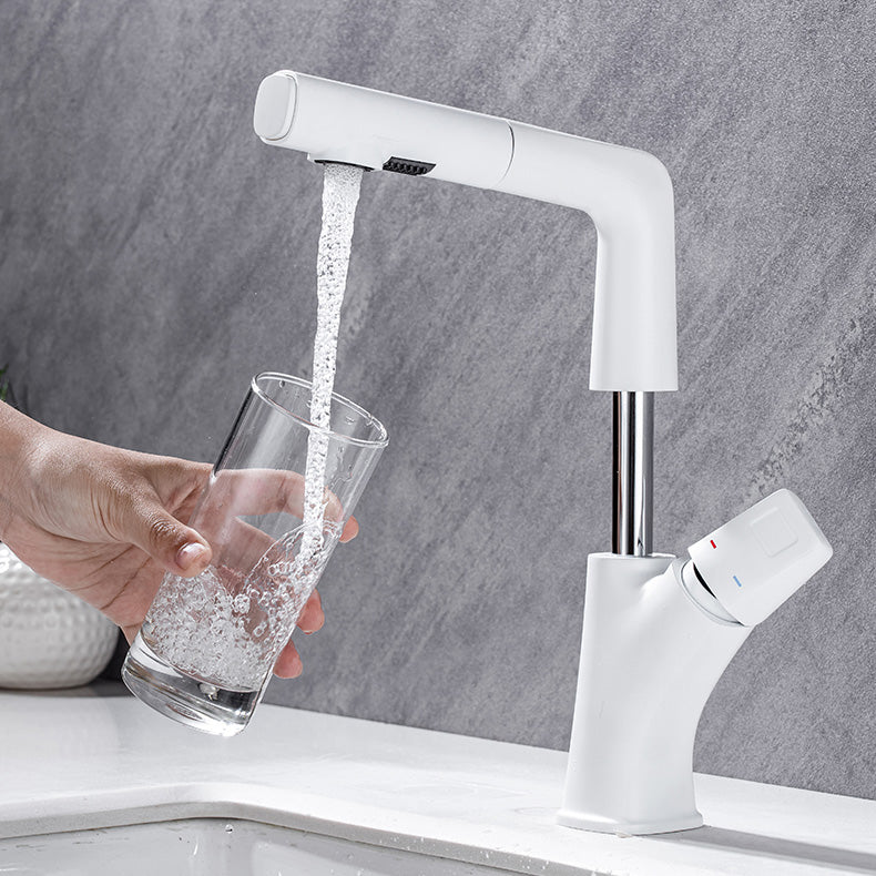 Modern Sink Faucet Lifting Rotary Handle Brass Bathroom Faucet Clearhalo 'Bathroom Remodel & Bathroom Fixtures' 'Bathroom Sink Faucets' 'Bathroom Sinks & Faucet Components' 'bathroom_sink_faucets' 'Home Improvement' 'home_improvement' 'home_improvement_bathroom_sink_faucets' 7098637