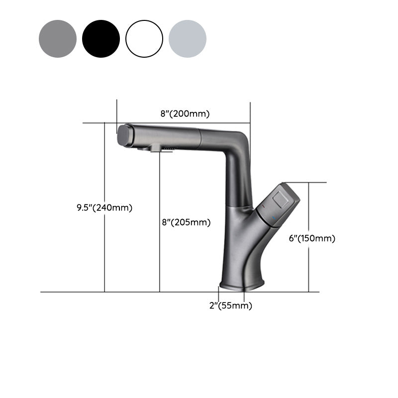 Modern Sink Faucet Lifting Rotary Handle Brass Bathroom Faucet Clearhalo 'Bathroom Remodel & Bathroom Fixtures' 'Bathroom Sink Faucets' 'Bathroom Sinks & Faucet Components' 'bathroom_sink_faucets' 'Home Improvement' 'home_improvement' 'home_improvement_bathroom_sink_faucets' 7098638