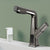 Washroom Sink Faucet Rotary Handle Pull-out Single Hole Sink Faucet Grey Drain Not Included Clearhalo 'Bathroom Remodel & Bathroom Fixtures' 'Bathroom Sink Faucets' 'Bathroom Sinks & Faucet Components' 'bathroom_sink_faucets' 'Home Improvement' 'home_improvement' 'home_improvement_bathroom_sink_faucets' 7098644