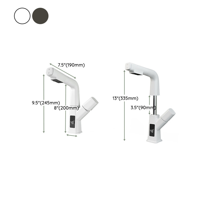 Washroom Sink Faucet Rotary Handle Pull-out Single Hole Sink Faucet Clearhalo 'Bathroom Remodel & Bathroom Fixtures' 'Bathroom Sink Faucets' 'Bathroom Sinks & Faucet Components' 'bathroom_sink_faucets' 'Home Improvement' 'home_improvement' 'home_improvement_bathroom_sink_faucets' 7098648