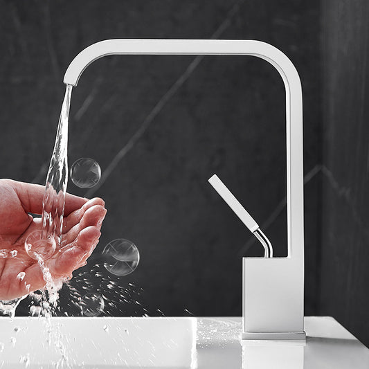 Unique Sink Faucet Bathroom Brass Solid Color Waterfall Spout Faucet Clearhalo 'Bathroom Remodel & Bathroom Fixtures' 'Bathroom Sink Faucets' 'Bathroom Sinks & Faucet Components' 'bathroom_sink_faucets' 'Home Improvement' 'home_improvement' 'home_improvement_bathroom_sink_faucets' 7098674