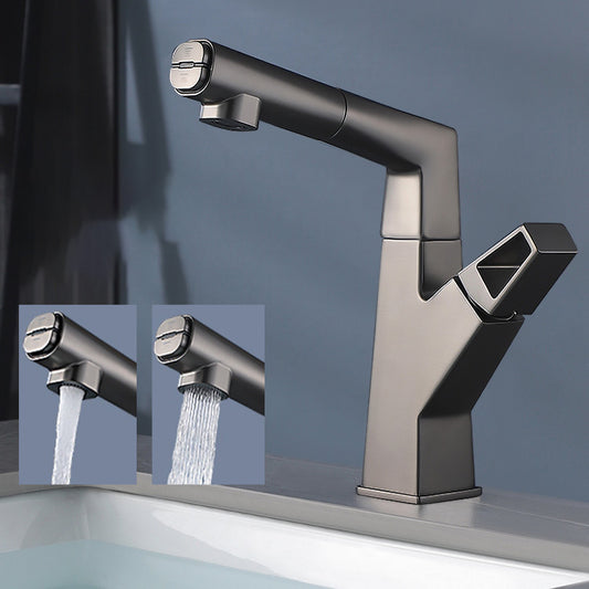 Bathroom Sink Faucet Lifting Lever Handle Pull-out Rotary Handle Faucet Clearhalo 'Bathroom Remodel & Bathroom Fixtures' 'Bathroom Sink Faucets' 'Bathroom Sinks & Faucet Components' 'bathroom_sink_faucets' 'Home Improvement' 'home_improvement' 'home_improvement_bathroom_sink_faucets' 7098688
