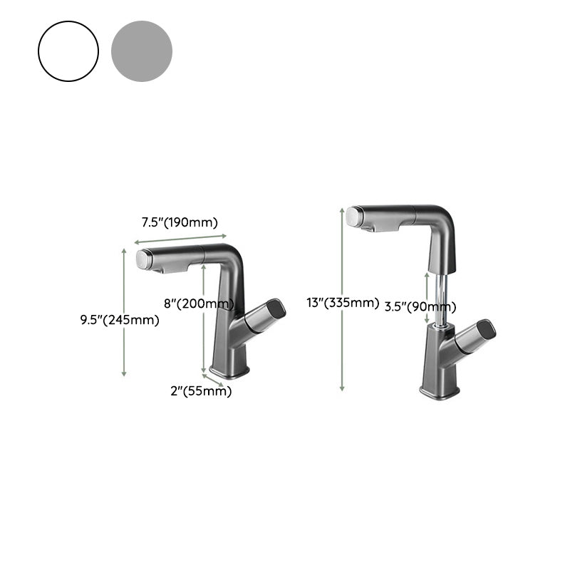 Modern Faucet Rotary Handle Pull-out Lifting Single Hole Faucet Clearhalo 'Bathroom Remodel & Bathroom Fixtures' 'Bathroom Sink Faucets' 'Bathroom Sinks & Faucet Components' 'bathroom_sink_faucets' 'Home Improvement' 'home_improvement' 'home_improvement_bathroom_sink_faucets' 7098710