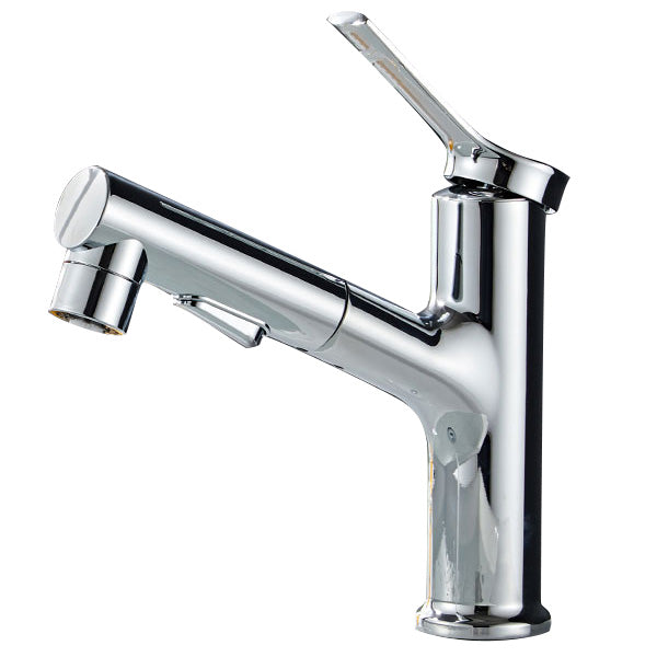 Modern Sink Faucet Lever Handle Pull-out Brass Single Hole Bathroom Sink Clearhalo 'Bathroom Remodel & Bathroom Fixtures' 'Bathroom Sink Faucets' 'Bathroom Sinks & Faucet Components' 'bathroom_sink_faucets' 'Home Improvement' 'home_improvement' 'home_improvement_bathroom_sink_faucets' 7098719