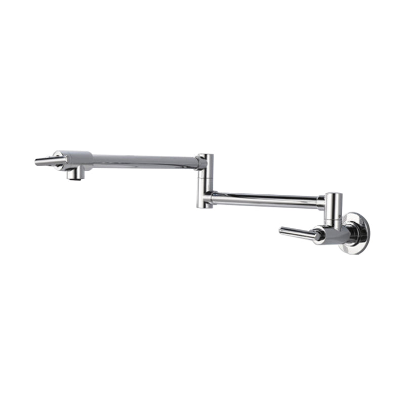 Modern Bridge-Style Kitchen Faucet 1-Hole Wall Mounted Pot Filler Faucet Chrome Clearhalo 'Home Improvement' 'home_improvement' 'home_improvement_kitchen_faucets' 'Kitchen Faucets' 'Kitchen Remodel & Kitchen Fixtures' 'Kitchen Sinks & Faucet Components' 'kitchen_faucets' 7098725