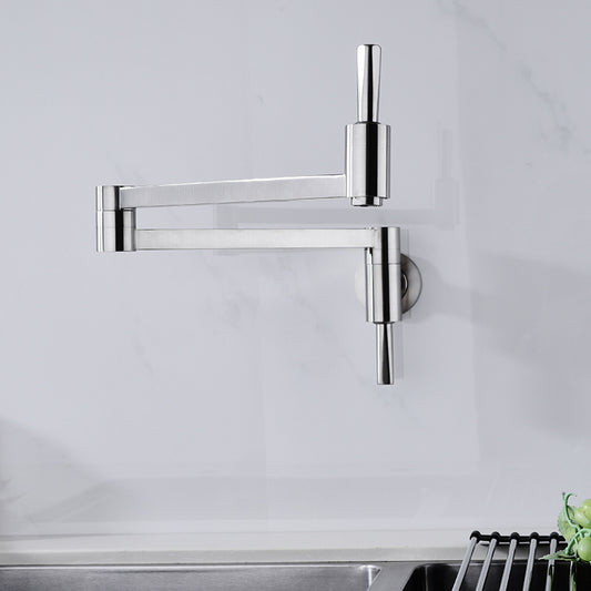 Modern Bridge-Style Kitchen Faucet 1-Hole Wall Mounted Pot Filler Faucet Clearhalo 'Home Improvement' 'home_improvement' 'home_improvement_kitchen_faucets' 'Kitchen Faucets' 'Kitchen Remodel & Kitchen Fixtures' 'Kitchen Sinks & Faucet Components' 'kitchen_faucets' 7098731