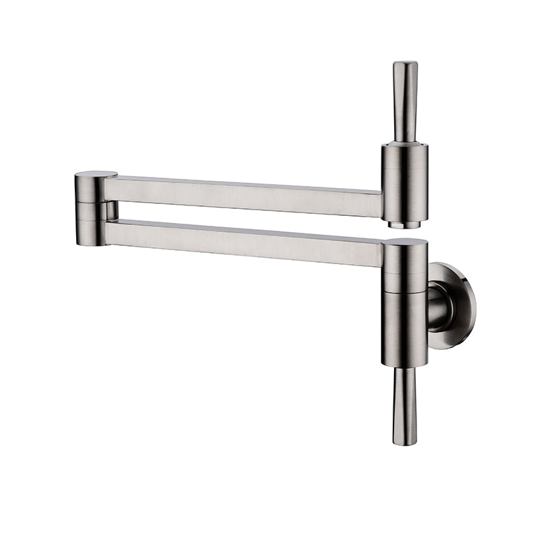 Modern Bridge-Style Kitchen Faucet 1-Hole Wall Mounted Pot Filler Faucet Clearhalo 'Home Improvement' 'home_improvement' 'home_improvement_kitchen_faucets' 'Kitchen Faucets' 'Kitchen Remodel & Kitchen Fixtures' 'Kitchen Sinks & Faucet Components' 'kitchen_faucets' 7098733