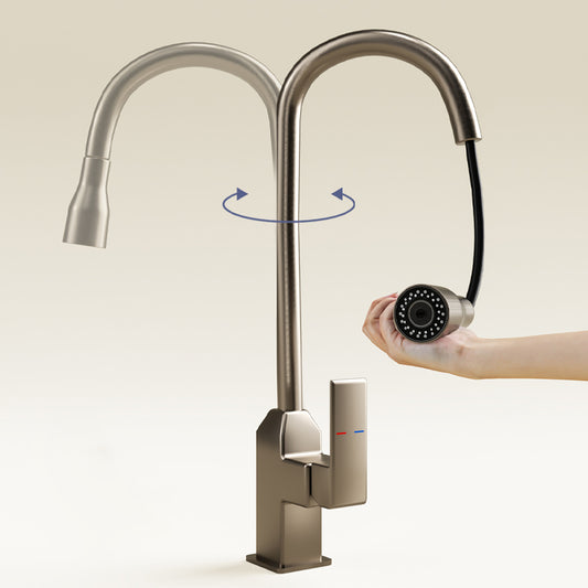 Modern Pull Down Pot Filler One Handle High Profile Filler with Sprayer Clearhalo 'Home Improvement' 'home_improvement' 'home_improvement_kitchen_faucets' 'Kitchen Faucets' 'Kitchen Remodel & Kitchen Fixtures' 'Kitchen Sinks & Faucet Components' 'kitchen_faucets' 7098746