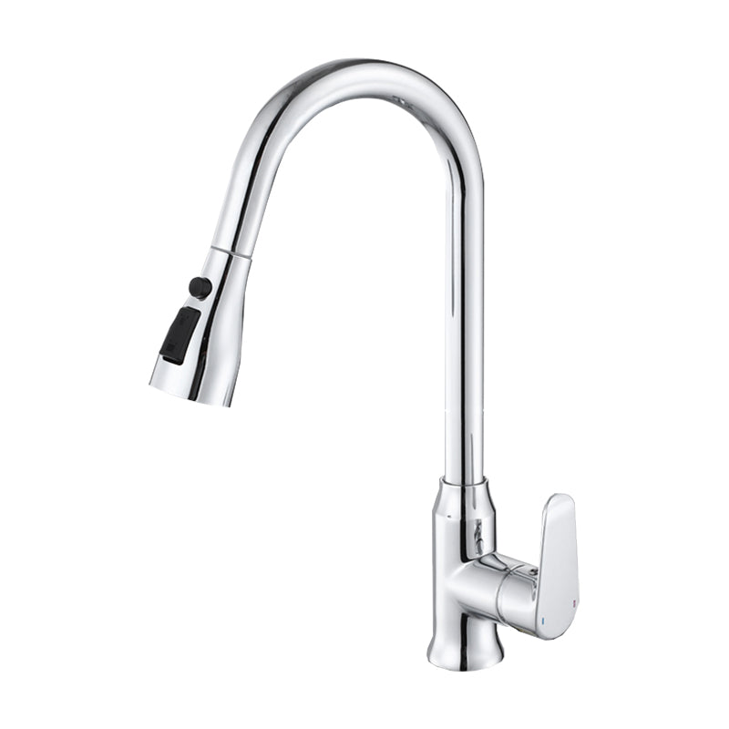 Modern Plain Kitchen Faucet Gooseneck Standard Kitchen Faucets Clearhalo 'Home Improvement' 'home_improvement' 'home_improvement_kitchen_faucets' 'Kitchen Faucets' 'Kitchen Remodel & Kitchen Fixtures' 'Kitchen Sinks & Faucet Components' 'kitchen_faucets' 7098761
