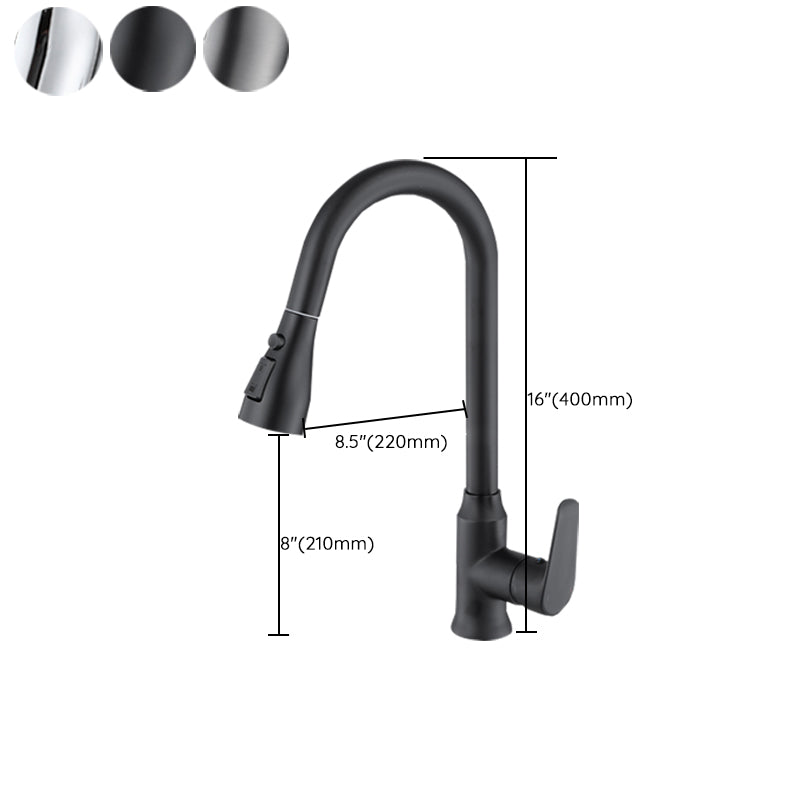 Modern Plain Kitchen Faucet Gooseneck Standard Kitchen Faucets Clearhalo 'Home Improvement' 'home_improvement' 'home_improvement_kitchen_faucets' 'Kitchen Faucets' 'Kitchen Remodel & Kitchen Fixtures' 'Kitchen Sinks & Faucet Components' 'kitchen_faucets' 7098764