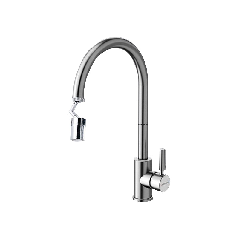 High Arch Kitchen Faucet Stainless Steel 1 Hole Kitchen Faucet with No Sensor Universal Faucet Hot/Cold Water Dispensers Clearhalo 'Home Improvement' 'home_improvement' 'home_improvement_kitchen_faucets' 'Kitchen Faucets' 'Kitchen Remodel & Kitchen Fixtures' 'Kitchen Sinks & Faucet Components' 'kitchen_faucets' 7098768