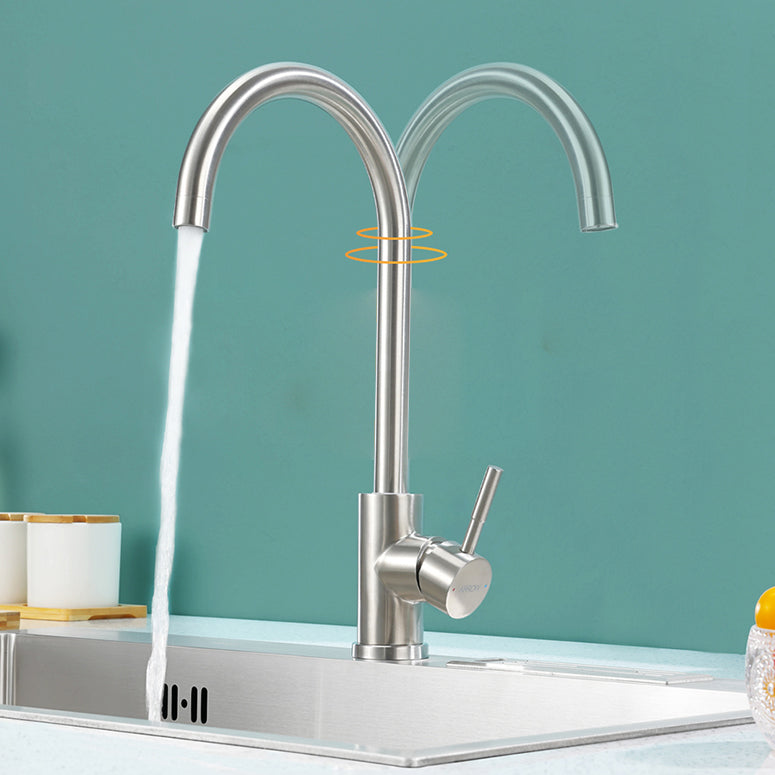 High Arch Kitchen Faucet Stainless Steel 1 Hole Kitchen Faucet with No Sensor Clearhalo 'Home Improvement' 'home_improvement' 'home_improvement_kitchen_faucets' 'Kitchen Faucets' 'Kitchen Remodel & Kitchen Fixtures' 'Kitchen Sinks & Faucet Components' 'kitchen_faucets' 7098769