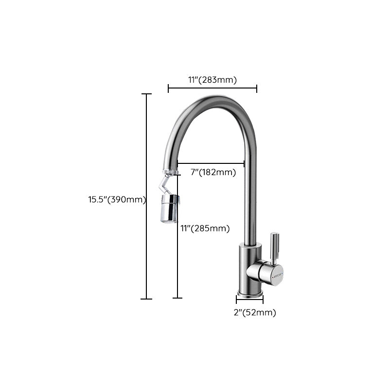 High Arch Kitchen Faucet Stainless Steel 1 Hole Kitchen Faucet with No Sensor Clearhalo 'Home Improvement' 'home_improvement' 'home_improvement_kitchen_faucets' 'Kitchen Faucets' 'Kitchen Remodel & Kitchen Fixtures' 'Kitchen Sinks & Faucet Components' 'kitchen_faucets' 7098777