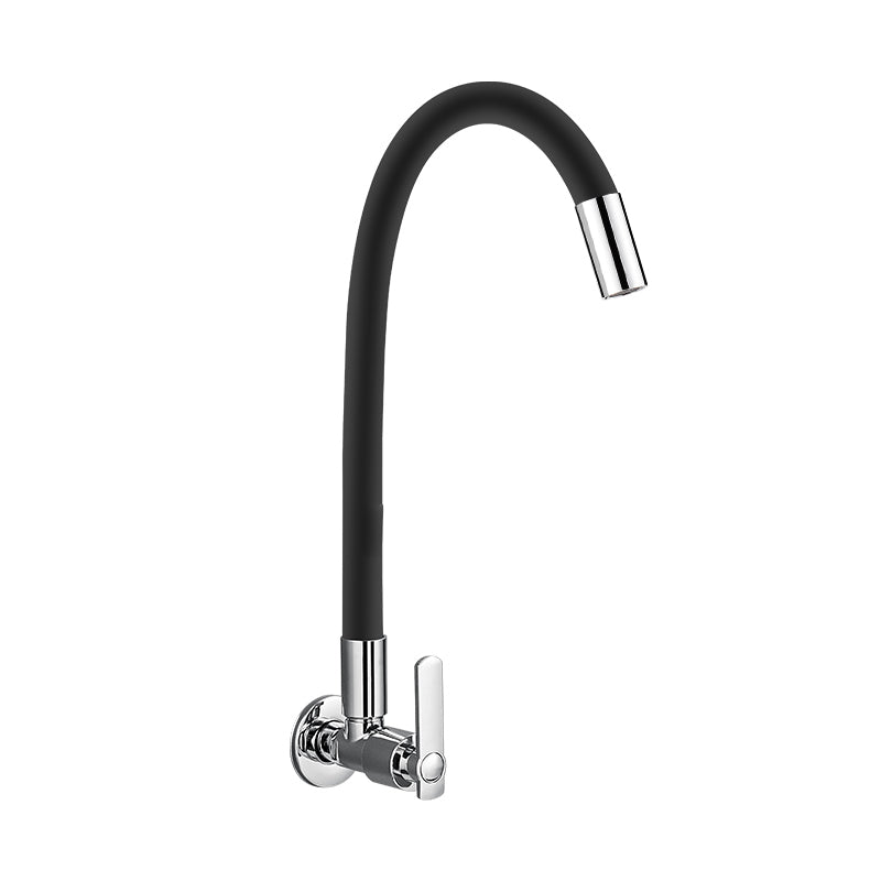 Wall-mounted Kitchen Faucet Copper 1 Hole Kitchen Faucet with No Sensor Black Single Pattern Clearhalo 'Home Improvement' 'home_improvement' 'home_improvement_kitchen_faucets' 'Kitchen Faucets' 'Kitchen Remodel & Kitchen Fixtures' 'Kitchen Sinks & Faucet Components' 'kitchen_faucets' 7098784