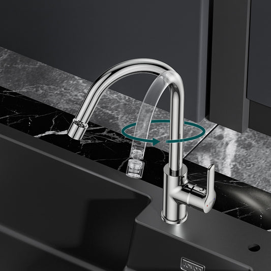 1 Hole Kitchen Faucet Metal High Arch Kitchen Sink Faucet with No Sensor Clearhalo 'Home Improvement' 'home_improvement' 'home_improvement_kitchen_faucets' 'Kitchen Faucets' 'Kitchen Remodel & Kitchen Fixtures' 'Kitchen Sinks & Faucet Components' 'kitchen_faucets' 7098807