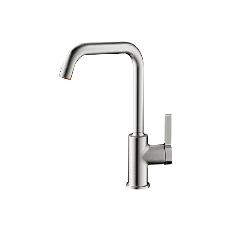 1 Hole Kitchen Faucet Metal High Arch Kitchen Sink Faucet with No Sensor Nickel Seven Character Faucet Clearhalo 'Home Improvement' 'home_improvement' 'home_improvement_kitchen_faucets' 'Kitchen Faucets' 'Kitchen Remodel & Kitchen Fixtures' 'Kitchen Sinks & Faucet Components' 'kitchen_faucets' 7098808
