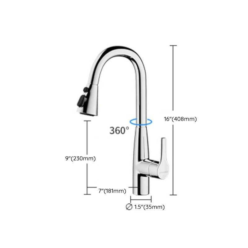 1 Hole Kitchen Faucet Metal High Arch Kitchen Sink Faucet with No Sensor Clearhalo 'Home Improvement' 'home_improvement' 'home_improvement_kitchen_faucets' 'Kitchen Faucets' 'Kitchen Remodel & Kitchen Fixtures' 'Kitchen Sinks & Faucet Components' 'kitchen_faucets' 7098811