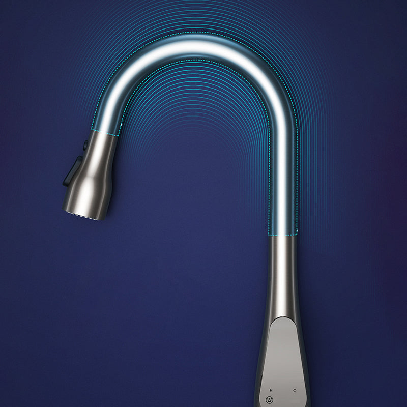 Modern Touch Sensor Kitchen Sink Faucet Swivel Spout with Pull Down Sprayer Clearhalo 'Home Improvement' 'home_improvement' 'home_improvement_kitchen_faucets' 'Kitchen Faucets' 'Kitchen Remodel & Kitchen Fixtures' 'Kitchen Sinks & Faucet Components' 'kitchen_faucets' 7098821