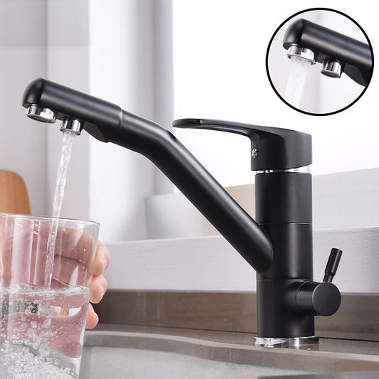 Contemporary Single Handle Kitchen Faucet Rotatable 1-Hold Bar Faucet Clearhalo 'Home Improvement' 'home_improvement' 'home_improvement_kitchen_faucets' 'Kitchen Faucets' 'Kitchen Remodel & Kitchen Fixtures' 'Kitchen Sinks & Faucet Components' 'kitchen_faucets' 7098824