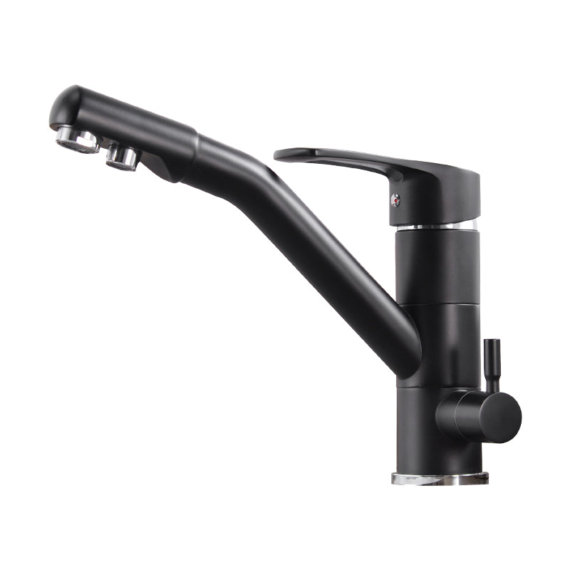 Contemporary Single Handle Kitchen Faucet Rotatable 1-Hold Bar Faucet Clearhalo 'Home Improvement' 'home_improvement' 'home_improvement_kitchen_faucets' 'Kitchen Faucets' 'Kitchen Remodel & Kitchen Fixtures' 'Kitchen Sinks & Faucet Components' 'kitchen_faucets' 7098832