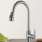 Kitchen Bar Faucet 304 Stainless Steel Swivel Spout with Pull Out Sprayer Nickel Tri-Mode Supply Lines Included Clearhalo 'Home Improvement' 'home_improvement' 'home_improvement_kitchen_faucets' 'Kitchen Faucets' 'Kitchen Remodel & Kitchen Fixtures' 'Kitchen Sinks & Faucet Components' 'kitchen_faucets' 7098835