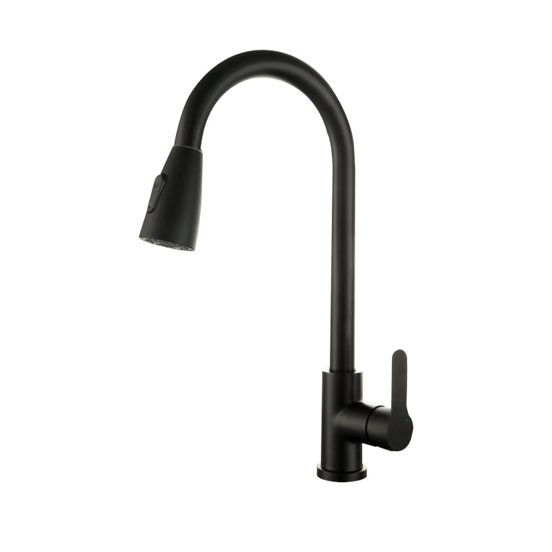 Kitchen Bar Faucet 304 Stainless Steel Swivel Spout with Pull Out Sprayer Black Dual Mode Supply Lines Included Clearhalo 'Home Improvement' 'home_improvement' 'home_improvement_kitchen_faucets' 'Kitchen Faucets' 'Kitchen Remodel & Kitchen Fixtures' 'Kitchen Sinks & Faucet Components' 'kitchen_faucets' 7098839