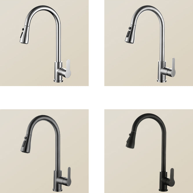 Kitchen Bar Faucet 304 Stainless Steel Swivel Spout with Pull Out Sprayer Clearhalo 'Home Improvement' 'home_improvement' 'home_improvement_kitchen_faucets' 'Kitchen Faucets' 'Kitchen Remodel & Kitchen Fixtures' 'Kitchen Sinks & Faucet Components' 'kitchen_faucets' 7098840