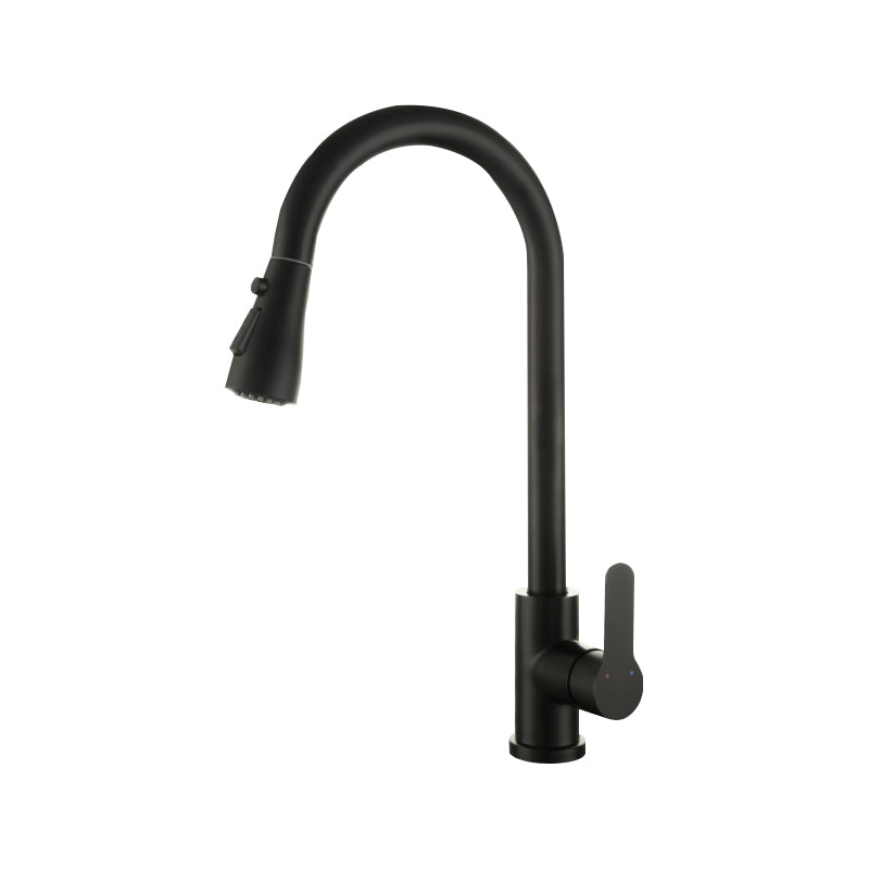 Kitchen Bar Faucet 304 Stainless Steel Swivel Spout with Pull Out Sprayer Black Tri-Mode Supply Lines Included Clearhalo 'Home Improvement' 'home_improvement' 'home_improvement_kitchen_faucets' 'Kitchen Faucets' 'Kitchen Remodel & Kitchen Fixtures' 'Kitchen Sinks & Faucet Components' 'kitchen_faucets' 7098846