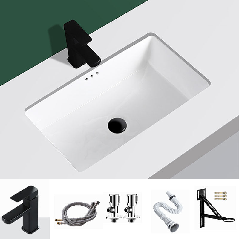 Modern Undermount Vanity Sink Rectangular Porcelain with Overflow Vessel Sink 22"L x 14"W x 7"H Square Faucet Sink with Faucet Clearhalo 'Bathroom Remodel & Bathroom Fixtures' 'Bathroom Sinks & Faucet Components' 'Bathroom Sinks' 'bathroom_sink' 'Home Improvement' 'home_improvement' 'home_improvement_bathroom_sink' 7098924