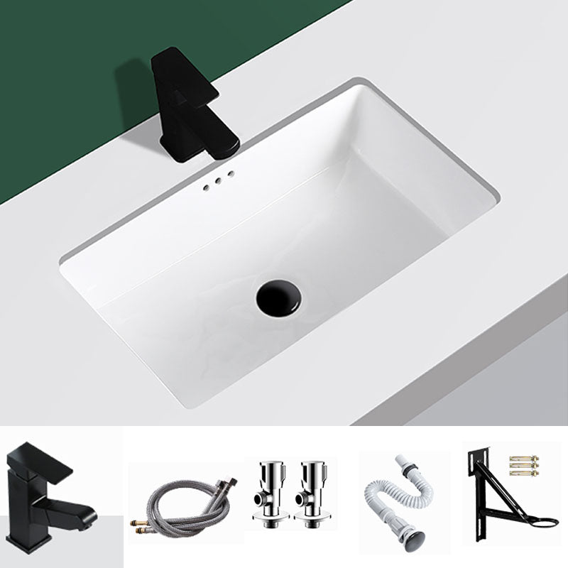 Modern Undermount Vanity Sink Rectangular Porcelain with Overflow Vessel Sink Square Pulling Faucet Sink with Faucet Clearhalo 'Bathroom Remodel & Bathroom Fixtures' 'Bathroom Sinks & Faucet Components' 'Bathroom Sinks' 'bathroom_sink' 'Home Improvement' 'home_improvement' 'home_improvement_bathroom_sink' 7098925