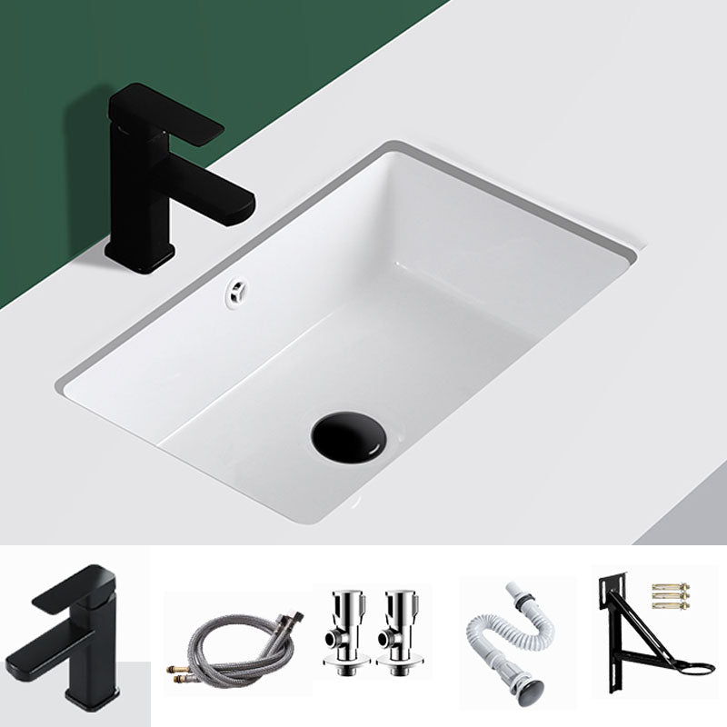 Modern Undermount Vanity Sink Rectangular Porcelain with Overflow Vessel Sink Square Faucet Sink with Faucet Clearhalo 'Bathroom Remodel & Bathroom Fixtures' 'Bathroom Sinks & Faucet Components' 'Bathroom Sinks' 'bathroom_sink' 'Home Improvement' 'home_improvement' 'home_improvement_bathroom_sink' 7098927