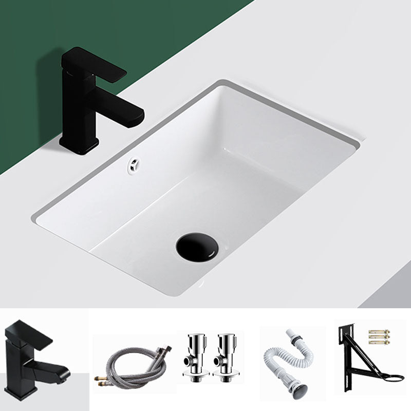 Modern Undermount Vanity Sink Rectangular Porcelain with Overflow Vessel Sink Square Pulling Faucet Sink with Faucet Clearhalo 'Bathroom Remodel & Bathroom Fixtures' 'Bathroom Sinks & Faucet Components' 'Bathroom Sinks' 'bathroom_sink' 'Home Improvement' 'home_improvement' 'home_improvement_bathroom_sink' 7098930