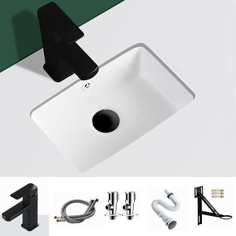 Modern Undermount Vanity Sink Rectangular Porcelain with Overflow Vessel Sink Square Faucet Sink with Faucet Clearhalo 'Bathroom Remodel & Bathroom Fixtures' 'Bathroom Sinks & Faucet Components' 'Bathroom Sinks' 'bathroom_sink' 'Home Improvement' 'home_improvement' 'home_improvement_bathroom_sink' 7098932