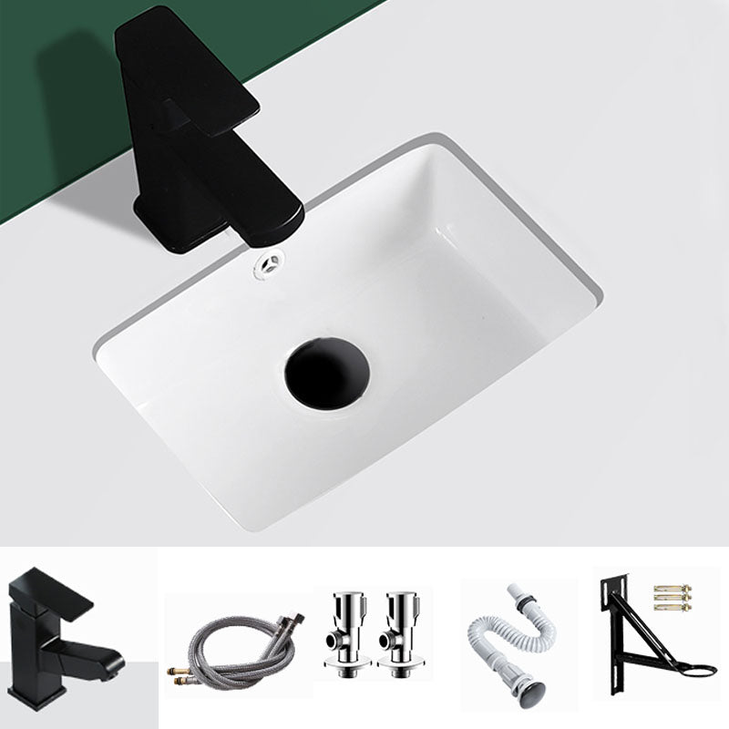 Modern Undermount Vanity Sink Rectangular Porcelain with Overflow Vessel Sink Square Pulling Faucet Sink with Faucet Clearhalo 'Bathroom Remodel & Bathroom Fixtures' 'Bathroom Sinks & Faucet Components' 'Bathroom Sinks' 'bathroom_sink' 'Home Improvement' 'home_improvement' 'home_improvement_bathroom_sink' 7098933