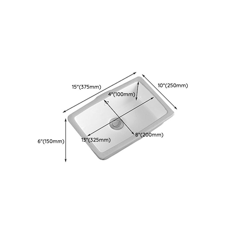 Modern Undermount Vanity Sink Rectangular Porcelain with Overflow Vessel Sink Clearhalo 'Bathroom Remodel & Bathroom Fixtures' 'Bathroom Sinks & Faucet Components' 'Bathroom Sinks' 'bathroom_sink' 'Home Improvement' 'home_improvement' 'home_improvement_bathroom_sink' 7098940