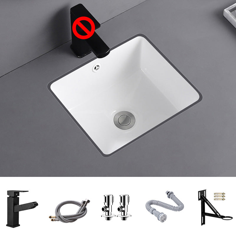 Traditional Undermount Vanity Sink Round Porcelain with Overflow Basin Sink Square Pulling Faucet Sink with Faucet Clearhalo 'Bathroom Remodel & Bathroom Fixtures' 'Bathroom Sinks & Faucet Components' 'Bathroom Sinks' 'bathroom_sink' 'Home Improvement' 'home_improvement' 'home_improvement_bathroom_sink' 7099027