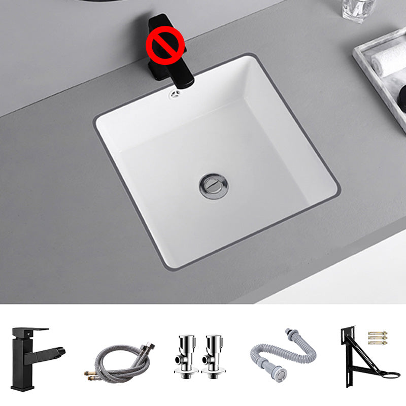 Traditional Undermount Vanity Sink Round Porcelain with Overflow Basin Sink 16"L x 16"W x 7"H Square Pulling Faucet Sink with Faucet Clearhalo 'Bathroom Remodel & Bathroom Fixtures' 'Bathroom Sinks & Faucet Components' 'Bathroom Sinks' 'bathroom_sink' 'Home Improvement' 'home_improvement' 'home_improvement_bathroom_sink' 7099030