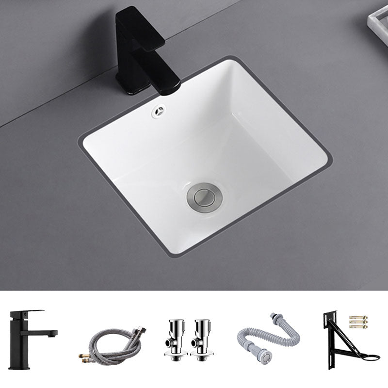 Traditional Undermount Vanity Sink Round Porcelain with Overflow Basin Sink Square Faucet Sink with Faucet Clearhalo 'Bathroom Remodel & Bathroom Fixtures' 'Bathroom Sinks & Faucet Components' 'Bathroom Sinks' 'bathroom_sink' 'Home Improvement' 'home_improvement' 'home_improvement_bathroom_sink' 7099034