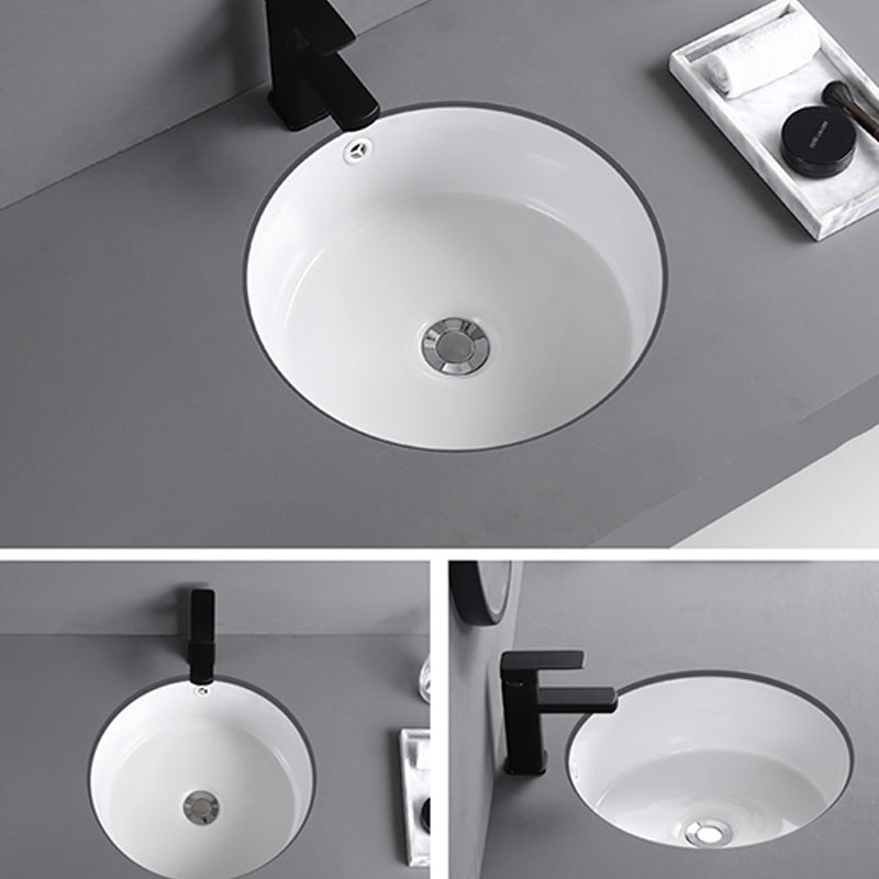 Traditional Undermount Vanity Sink Round Porcelain with Overflow Basin Sink Clearhalo 'Bathroom Remodel & Bathroom Fixtures' 'Bathroom Sinks & Faucet Components' 'Bathroom Sinks' 'bathroom_sink' 'Home Improvement' 'home_improvement' 'home_improvement_bathroom_sink' 7099035