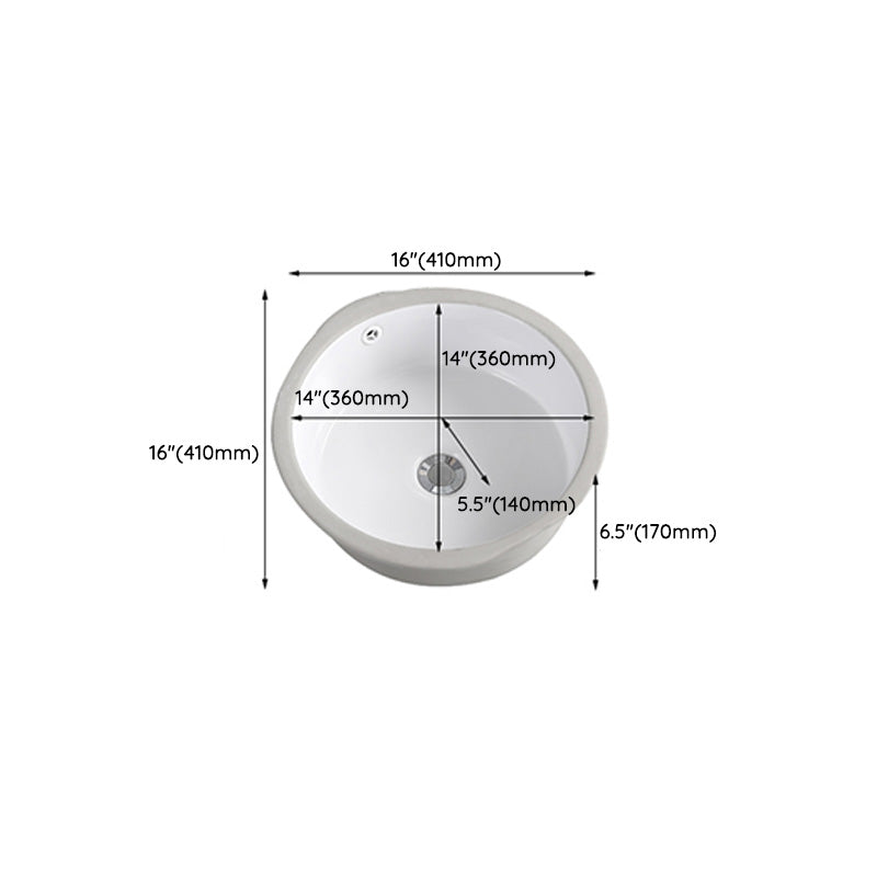Traditional Undermount Vanity Sink Round Porcelain with Overflow Basin Sink Clearhalo 'Bathroom Remodel & Bathroom Fixtures' 'Bathroom Sinks & Faucet Components' 'Bathroom Sinks' 'bathroom_sink' 'Home Improvement' 'home_improvement' 'home_improvement_bathroom_sink' 7099040