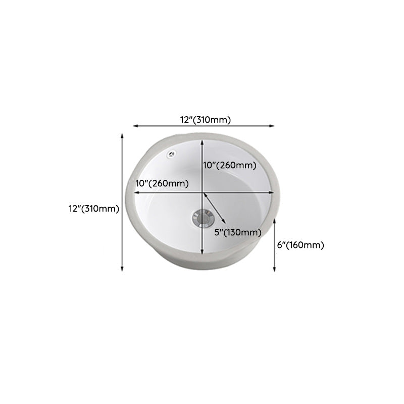 Traditional Undermount Vanity Sink Round Porcelain with Overflow Basin Sink Clearhalo 'Bathroom Remodel & Bathroom Fixtures' 'Bathroom Sinks & Faucet Components' 'Bathroom Sinks' 'bathroom_sink' 'Home Improvement' 'home_improvement' 'home_improvement_bathroom_sink' 7099042