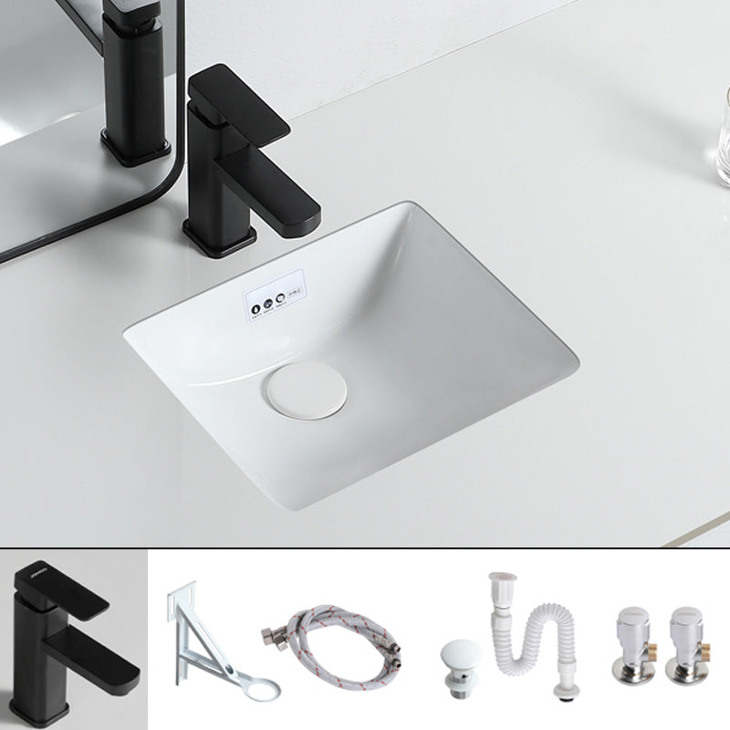 Traditional Undermount Bathroom Sink Porcelain with Overflow and Drain Assembly Basin Sink 14"L x 13"W x 6"H Sink with Faucet Clearhalo 'Bathroom Remodel & Bathroom Fixtures' 'Bathroom Sinks & Faucet Components' 'Bathroom Sinks' 'bathroom_sink' 'Home Improvement' 'home_improvement' 'home_improvement_bathroom_sink' 7099092