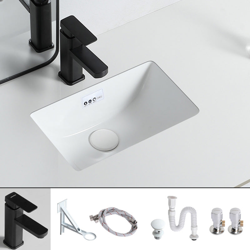 Traditional Undermount Bathroom Sink Porcelain with Overflow and Drain Assembly Basin Sink 16"L x 10"W x 7"H Sink with Faucet Clearhalo 'Bathroom Remodel & Bathroom Fixtures' 'Bathroom Sinks & Faucet Components' 'Bathroom Sinks' 'bathroom_sink' 'Home Improvement' 'home_improvement' 'home_improvement_bathroom_sink' 7099095